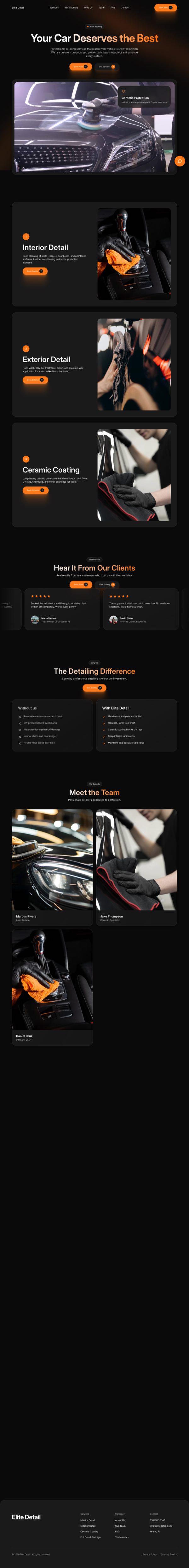 Elite Detail, a finished car detailing website
