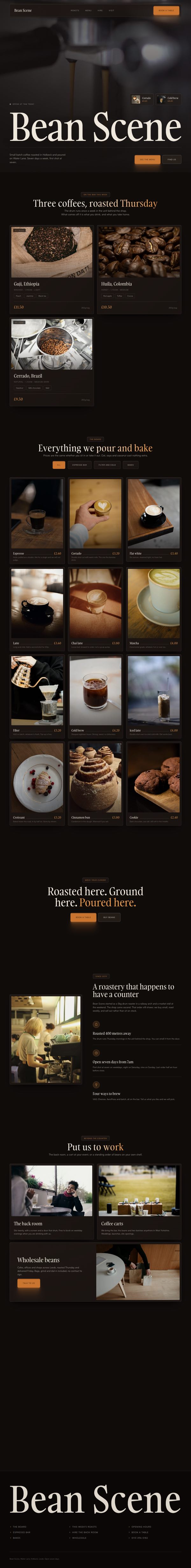 Bean Scene, a finished coffee roastery website