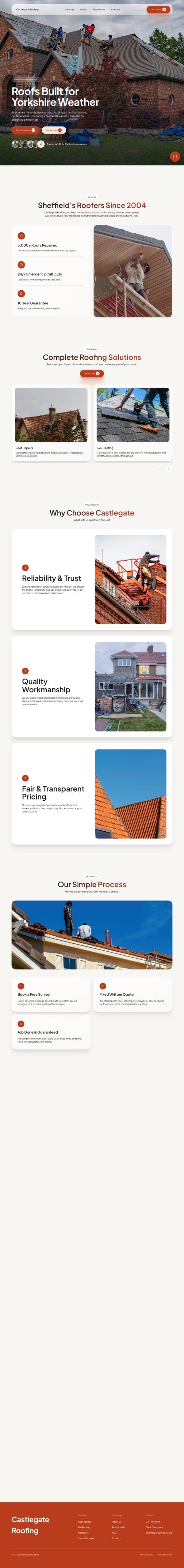 Castlegate Roofing, a finished roofing website