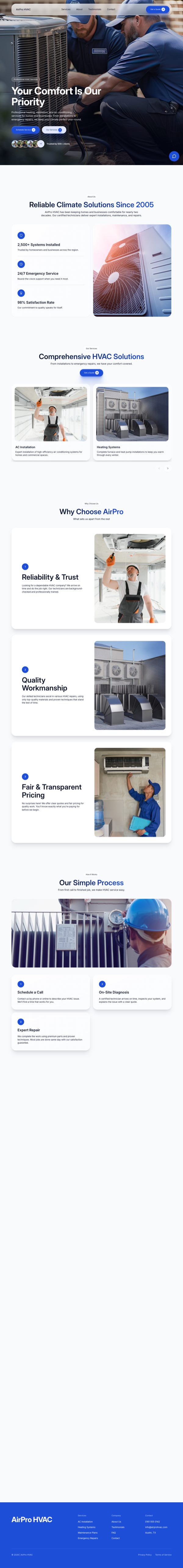 AirPro HVAC, a finished heating and air conditioning website
