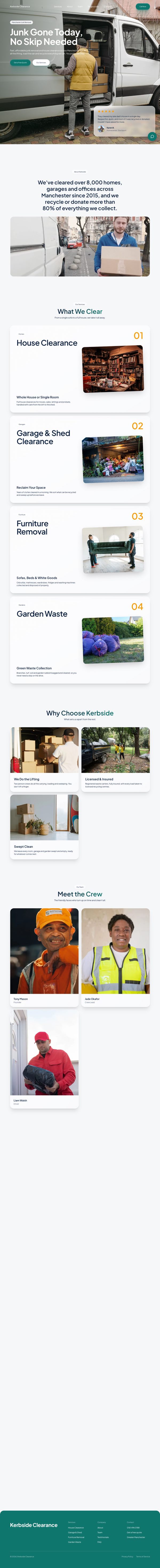 Kerbside Clearance, a finished junk removal website