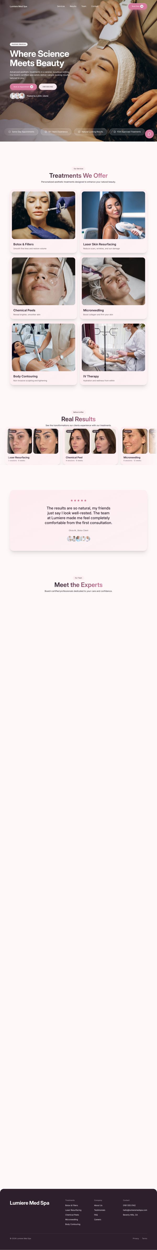 Lumiere Med Spa, a finished clinic website