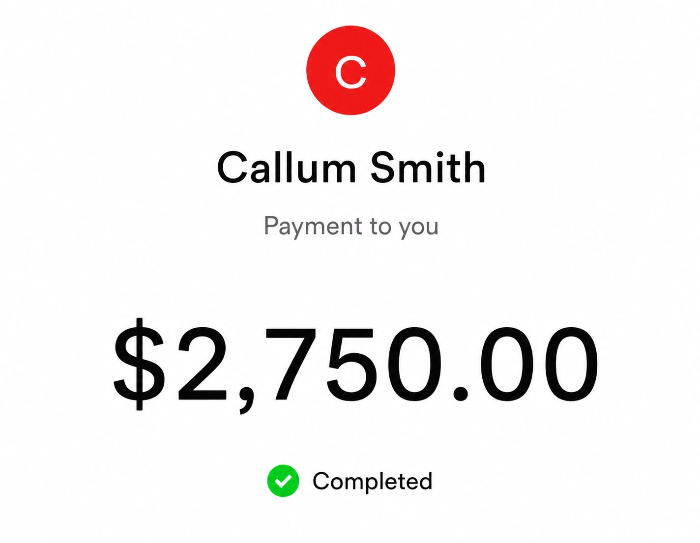 Client payment to Dan, completed
