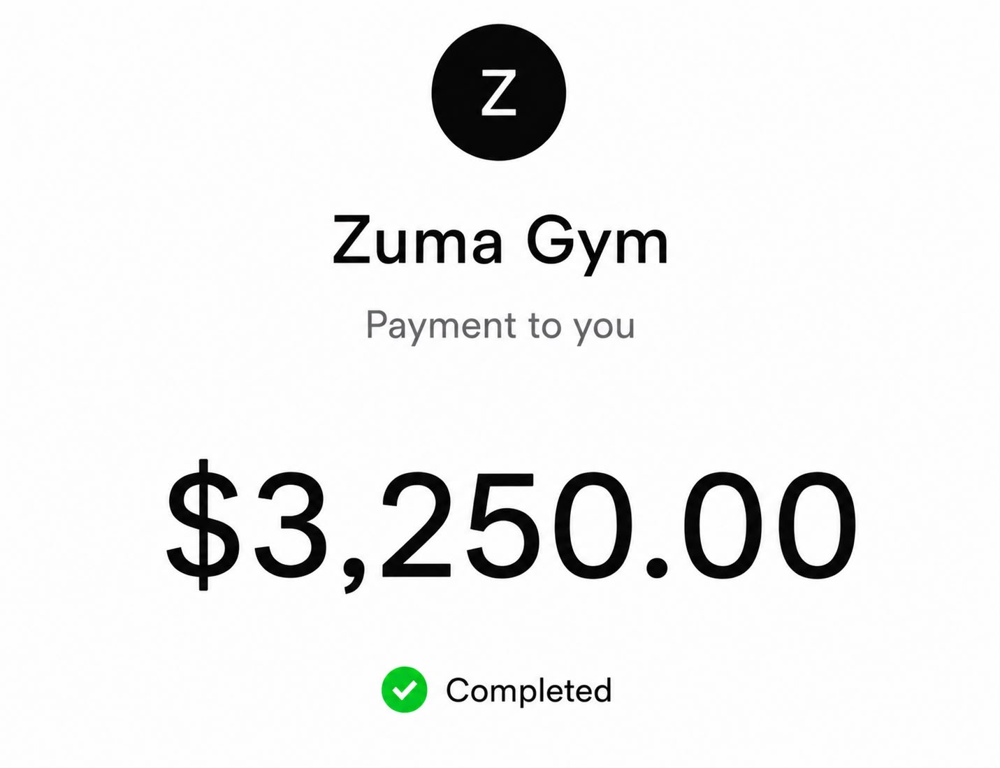 Client payment to Dan, completed