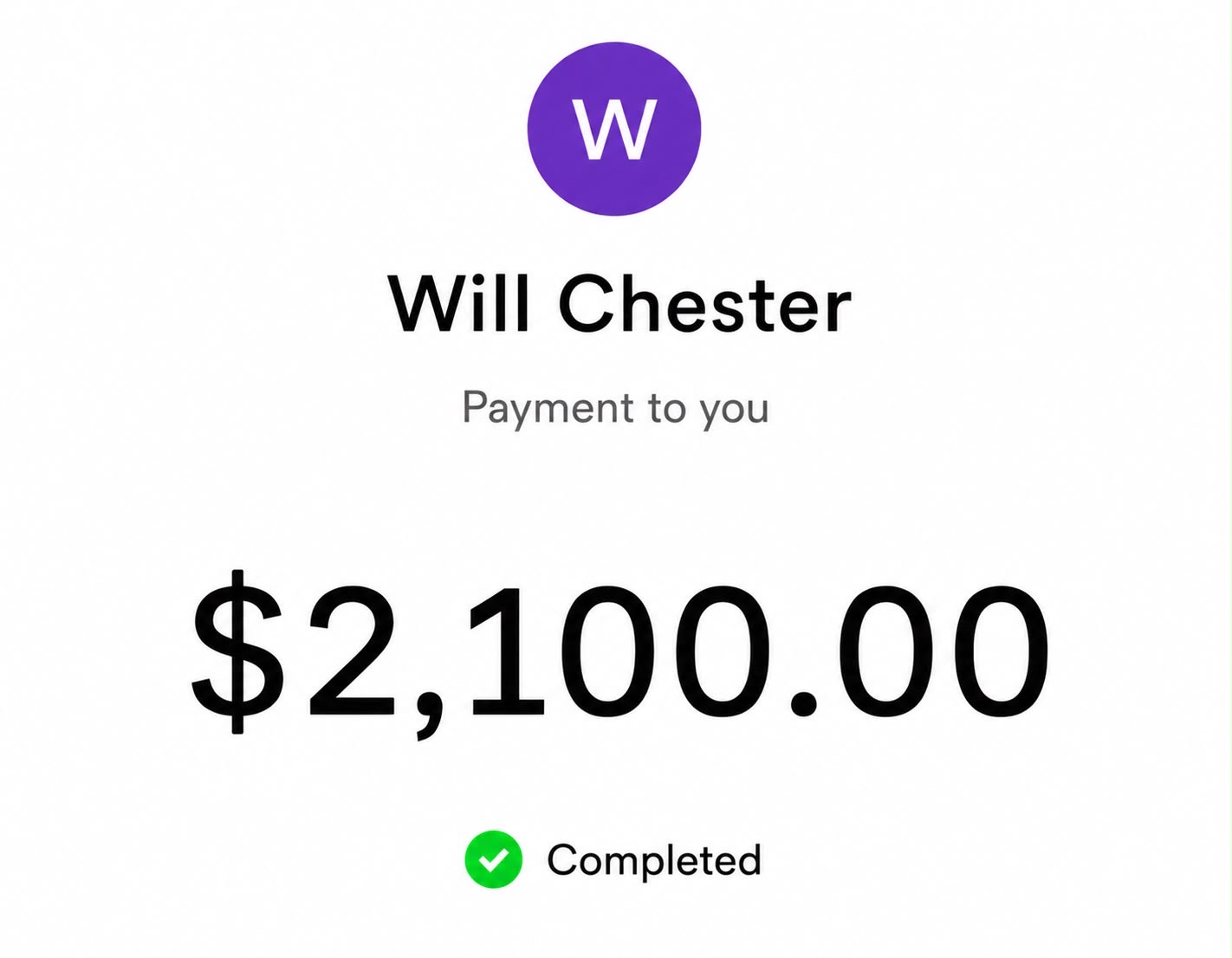 Client payment to Dan, completed