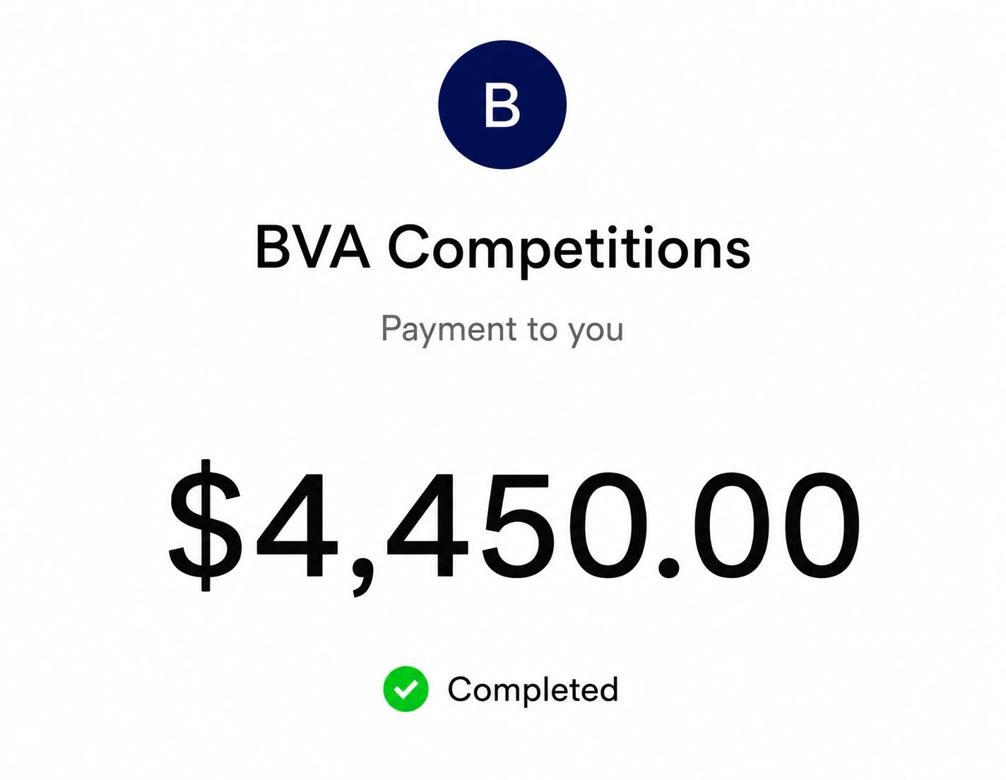 Client payment to Dan, completed