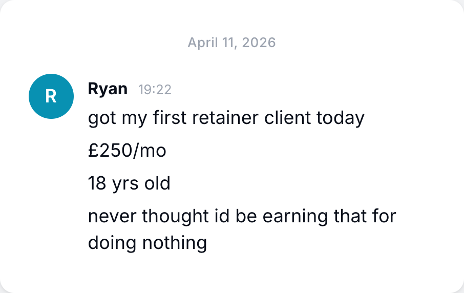 Ryan, eighteen years old, first retainer client